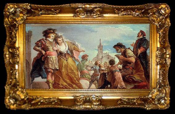 framed  Giuseppe Cades The Meeting of Gautier, Count of Antwerp, and his Daughter, Violante, ta009-2
